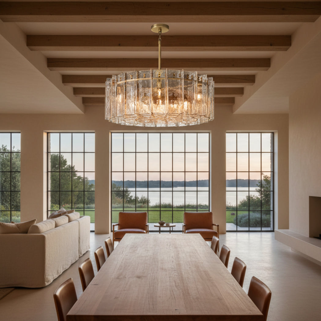 Lattice Modern Somke Glass Round Chandelier 48"