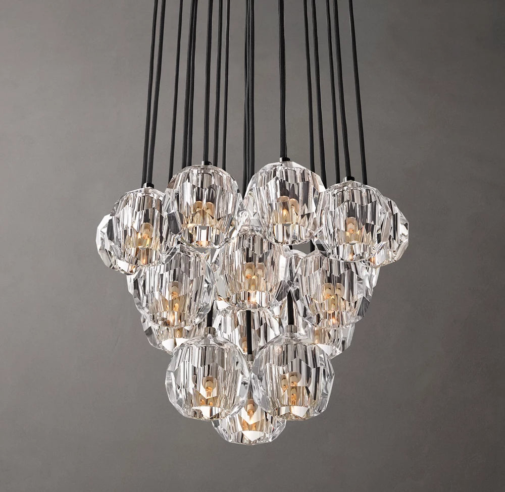 Boule De Modern Clear Round Cluster Chandelier 19"