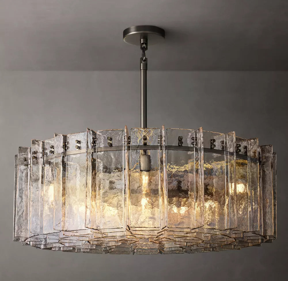 Lattice Modern Clear Glass Round Chandelier 48"