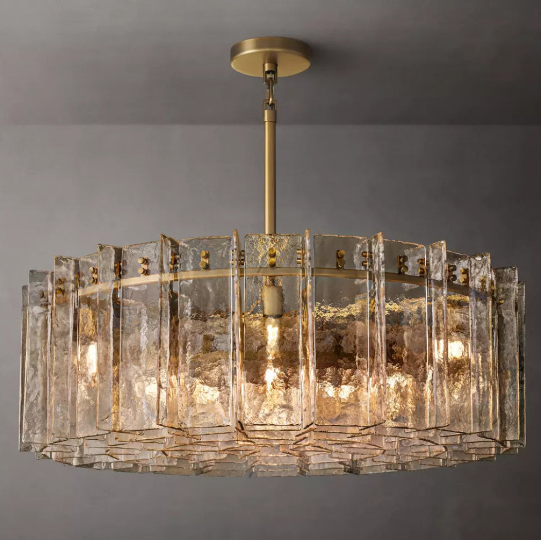 Lattice Modern Somke Glass Round Chandelier 48"