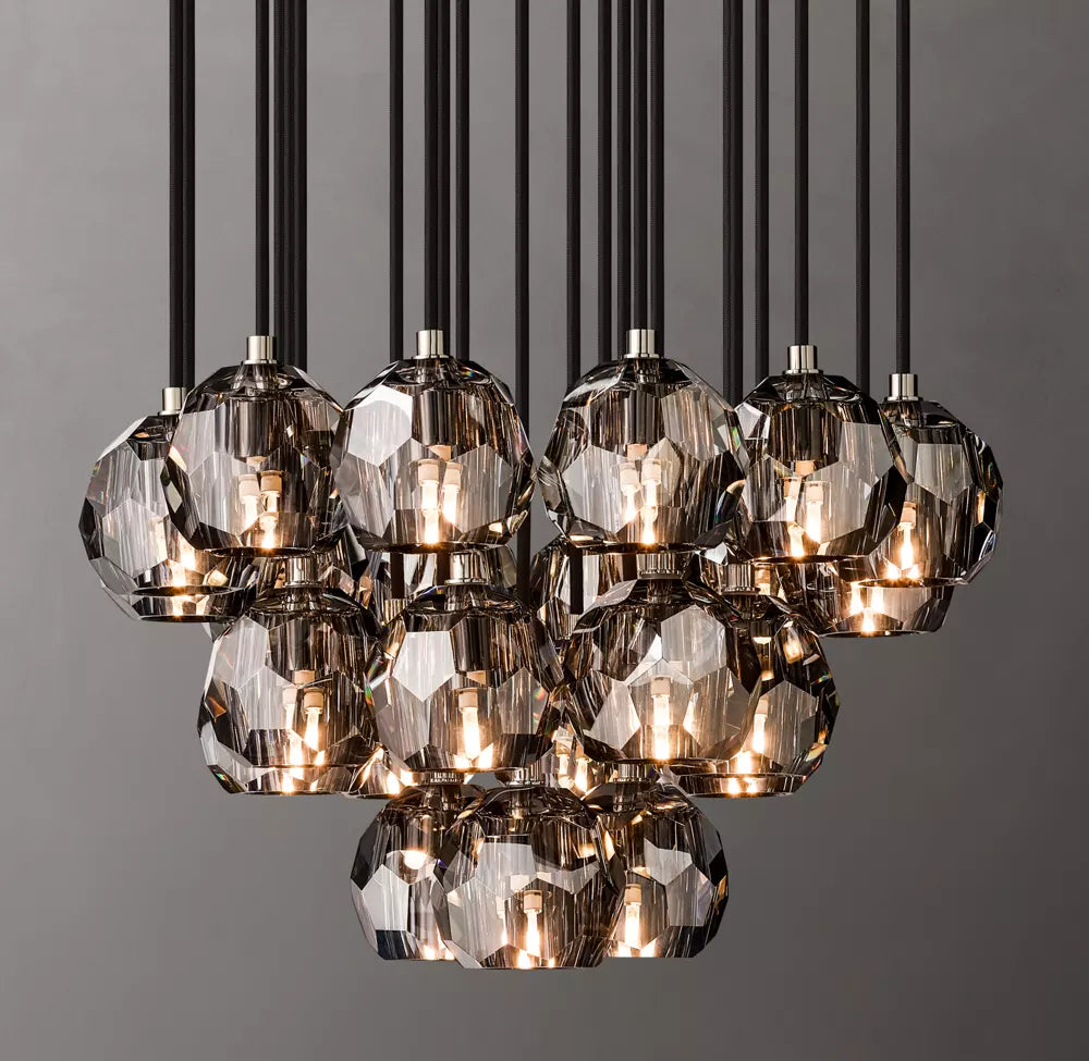 Boule De Modern Somke Round Cluster Chandelier D 24"