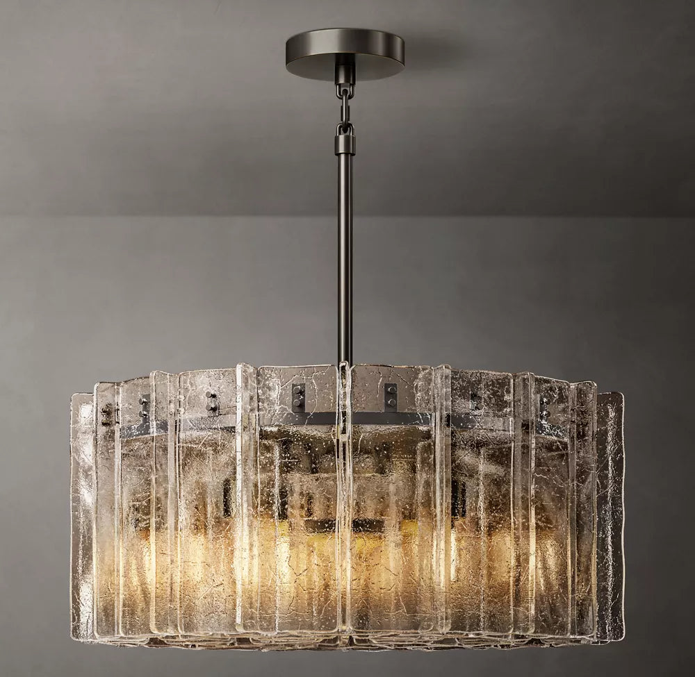 Lattice Modern Somke Glass Round Chandelier 37"