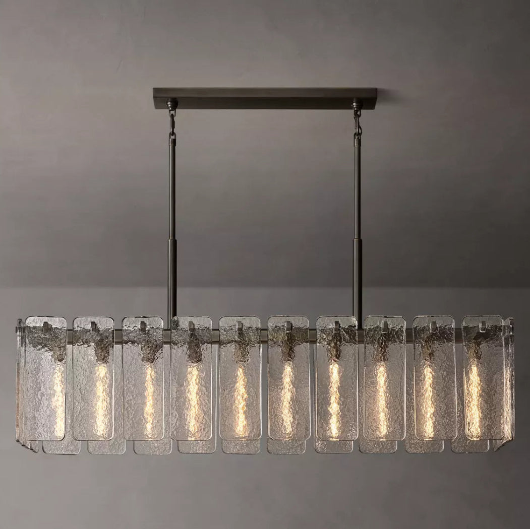Calamette Modern Glass Rectangular Chandelier 60"