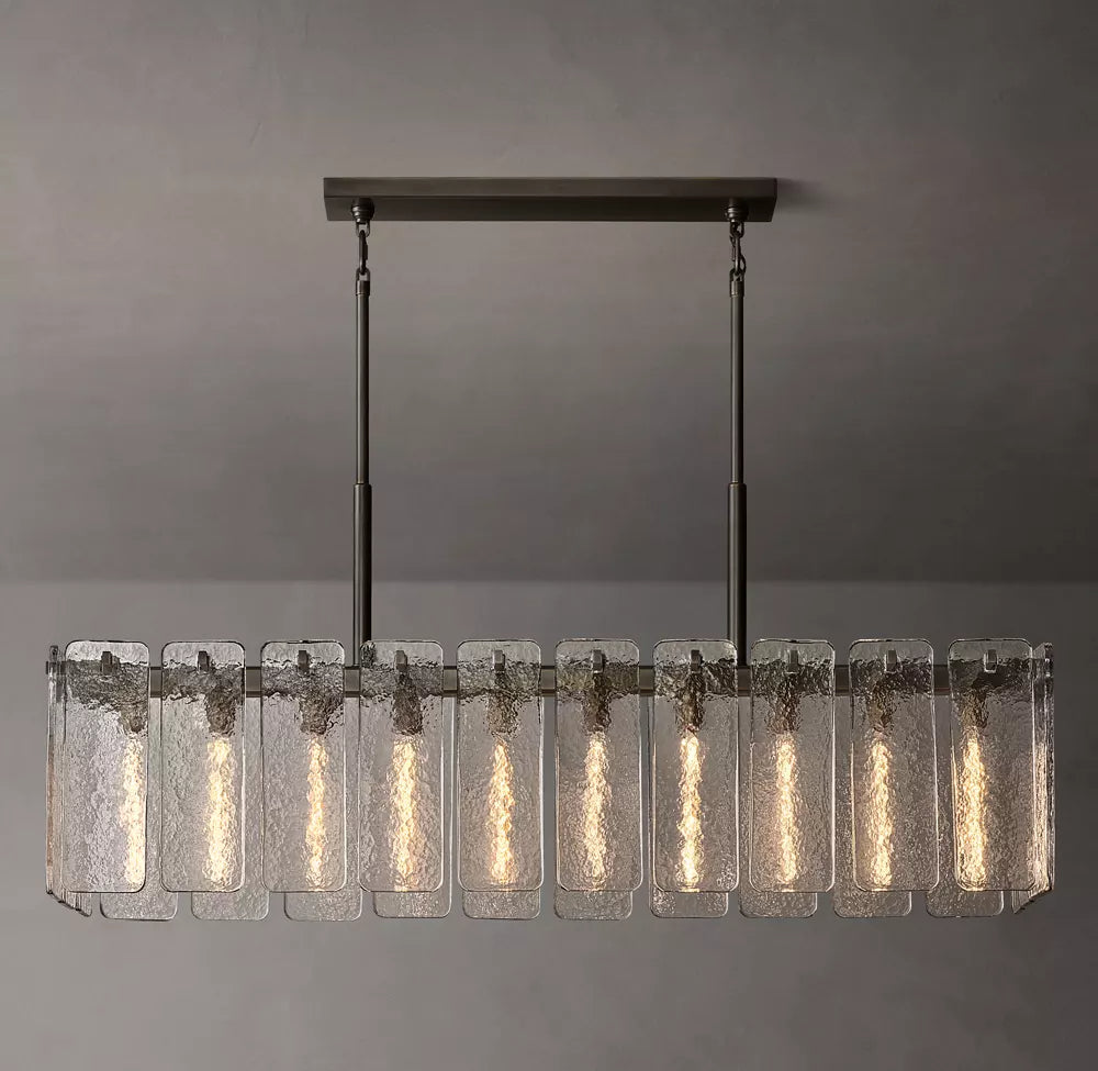 Calamette Modern Glass Rectangular Chandelier 60"