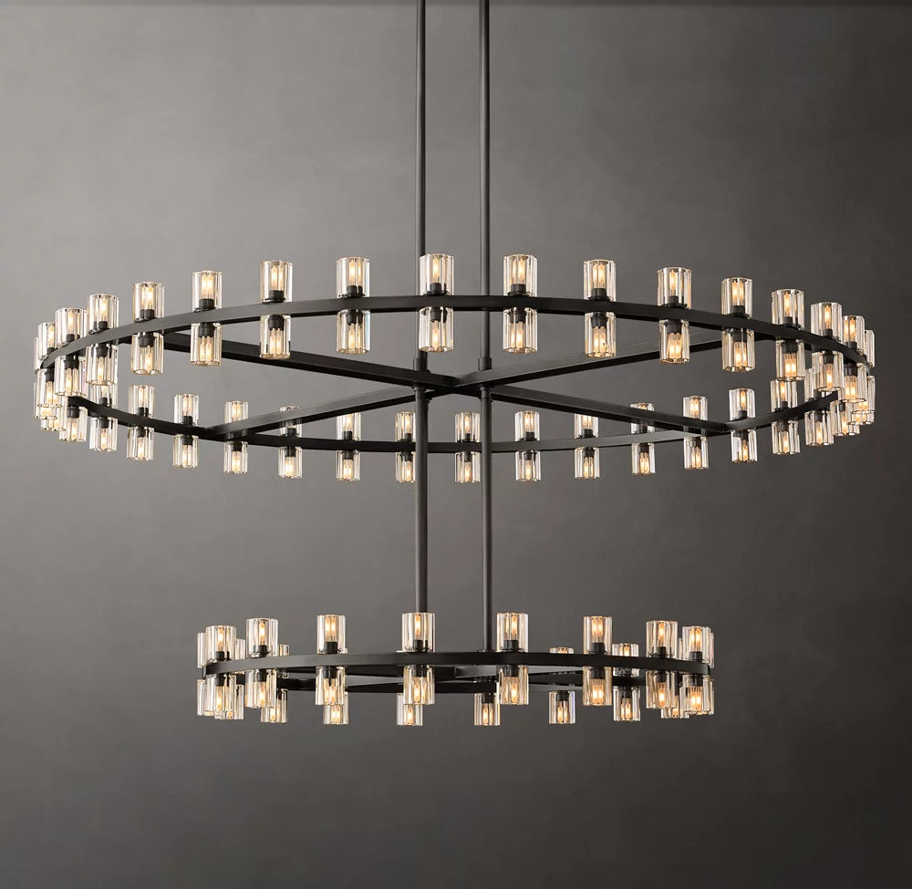 Arcachones Glass Round Two-tier Chandelier 60"