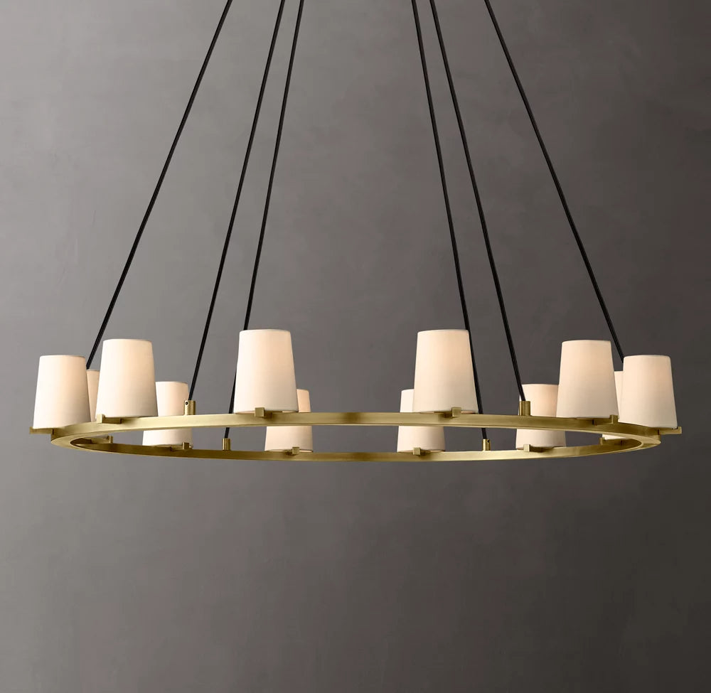 Pauillac Modern White Fabric Round Chandelier Chandelier 48''