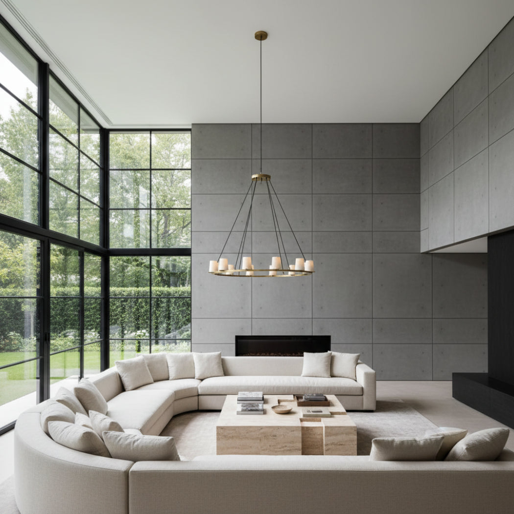 Pauillac Modern White Fabric Round Chandelier Chandelier 48''