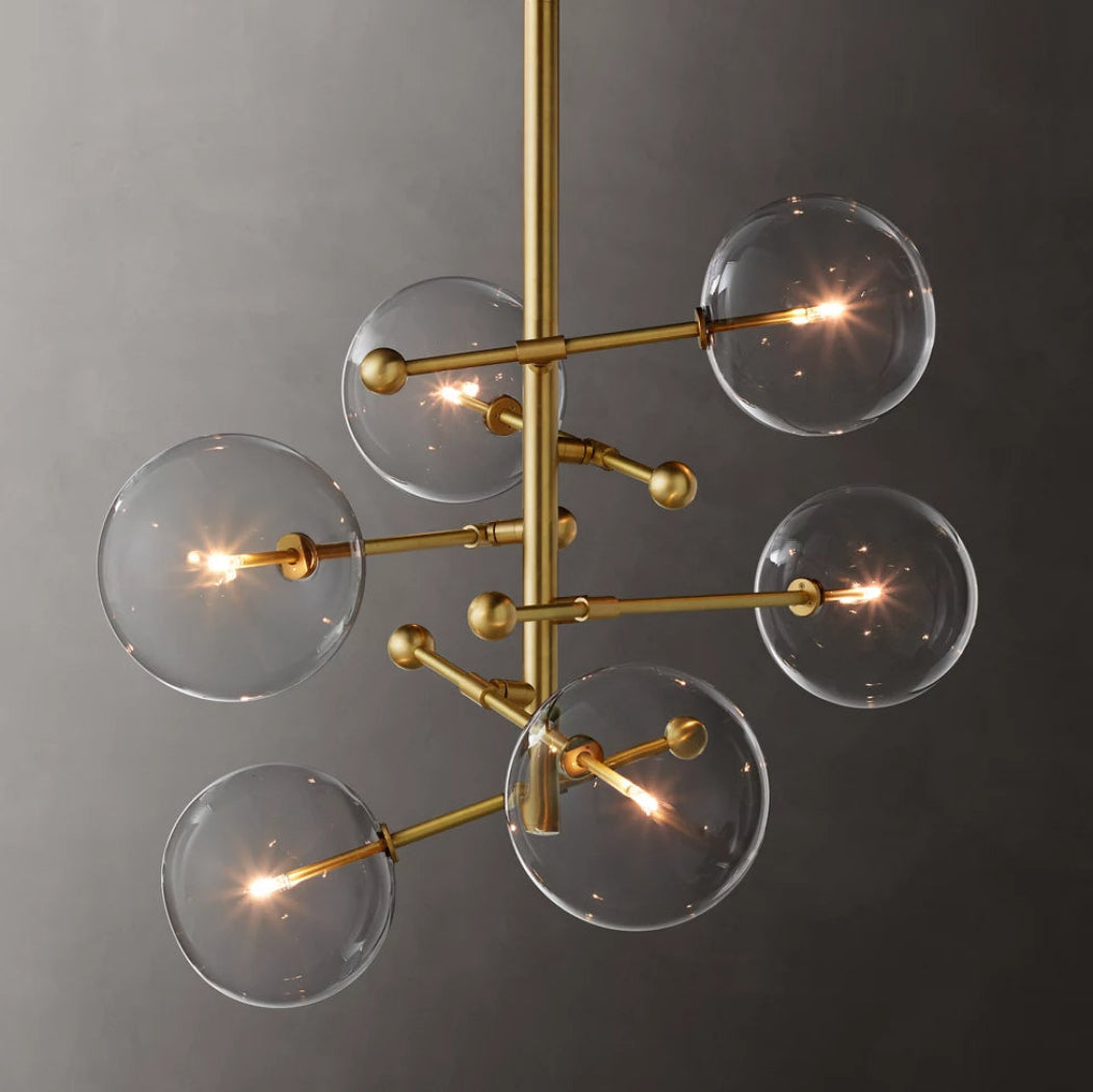 Sierra Glass Glass Globe Mobile Six-Arm Chandelier 40"