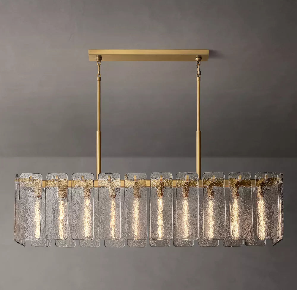 Calamette Modern Glass Rectangular Chandelier 60"
