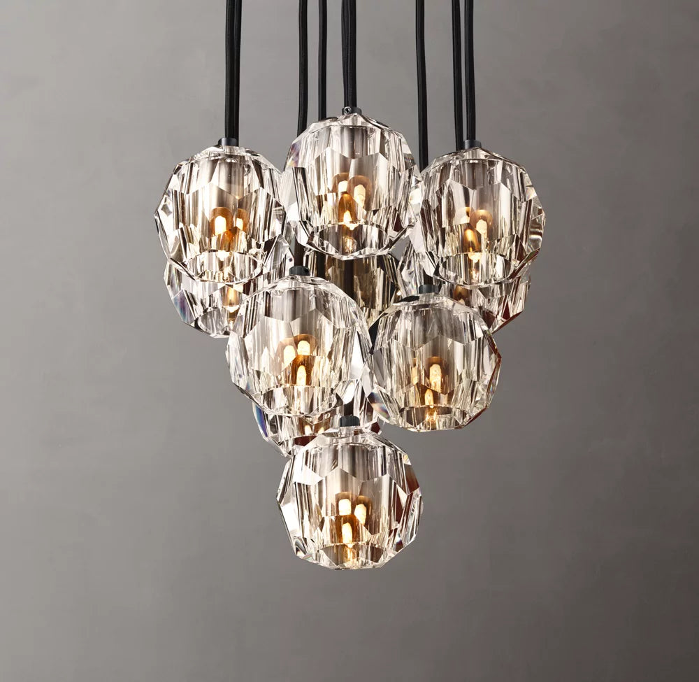 Boule De Modern Clear Round Cluster Chandelier 14"