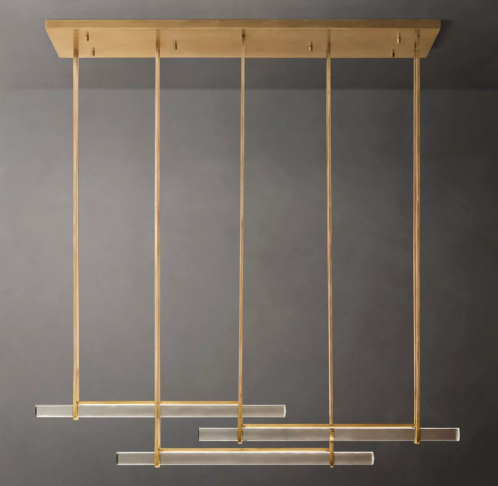 Audubon Modern Crystal Triple Bar Linear Chandelier 72"