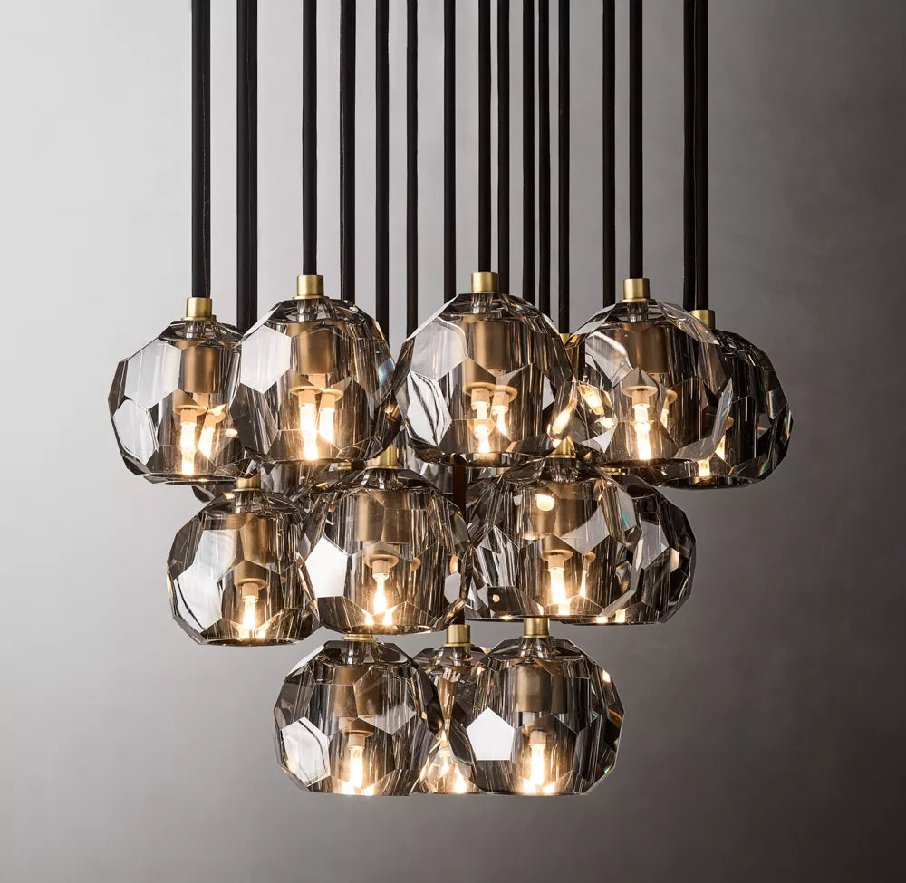 Boule De Modern Smoke Round Cluster Chandelier D 19"