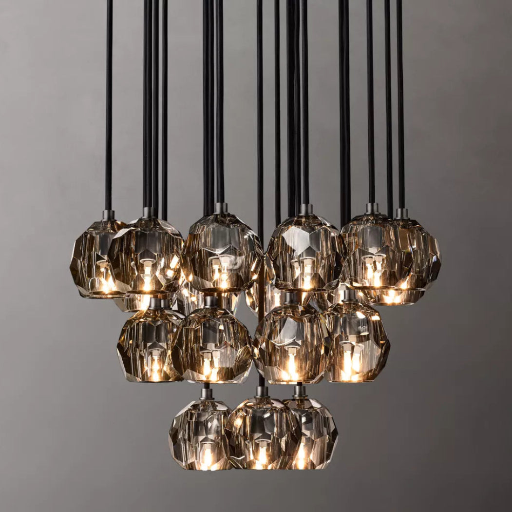 Boule De Modern Somke Round Cluster Chandelier D 24"