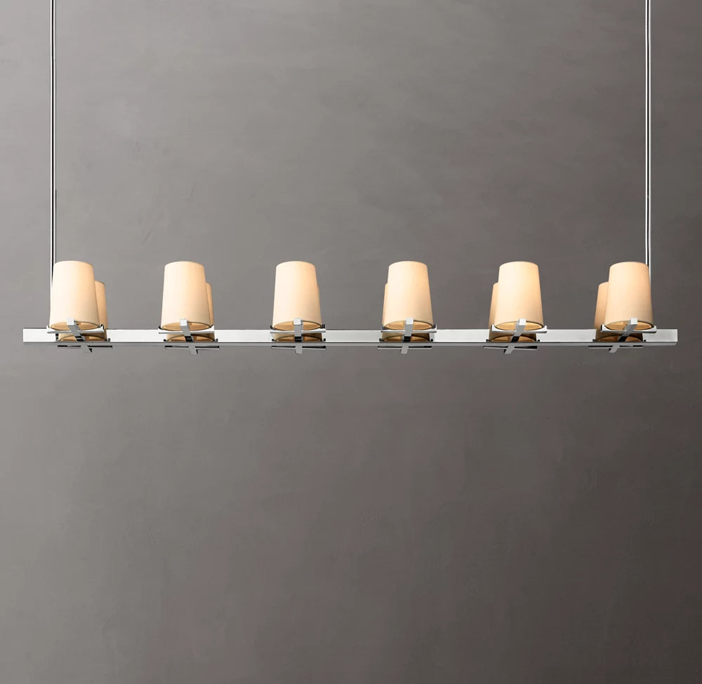 Pauillac Modern Linear Fabric Shade Chandelier 60"