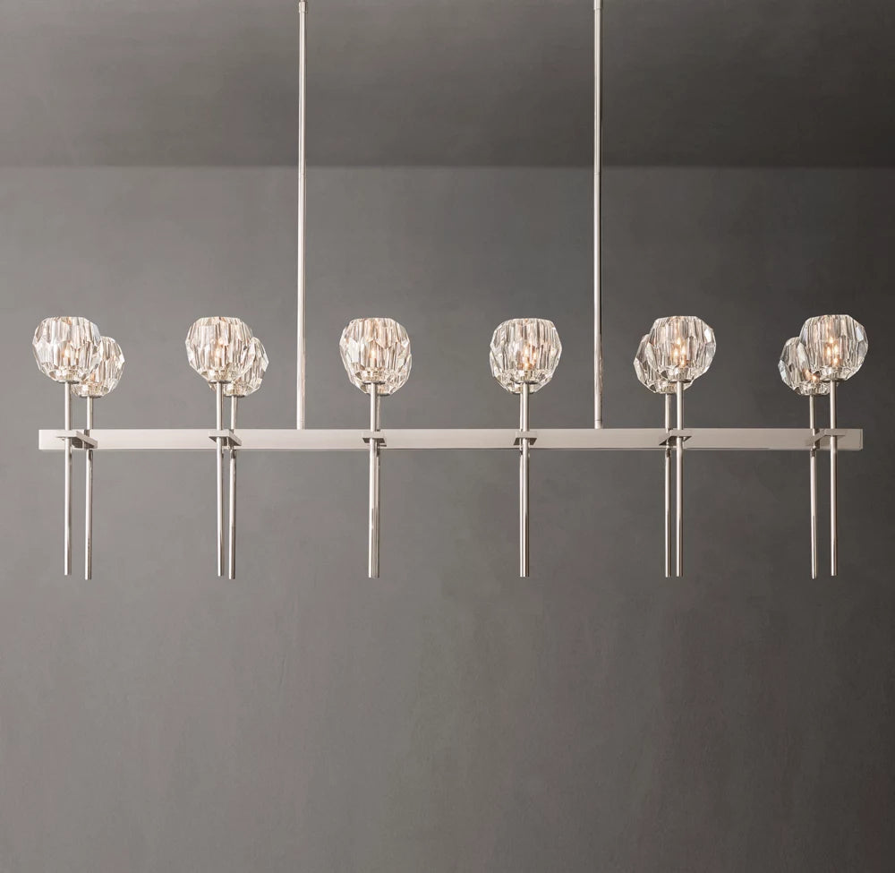 Boule De Modern Clear Double Linear Chandelier 60"