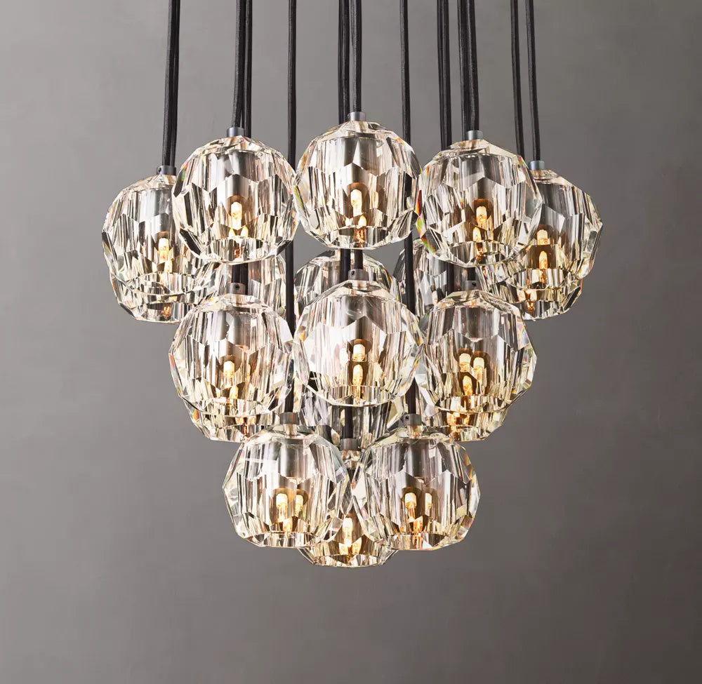 Boule De Modern Clear Round Cluster Chandelier 19"