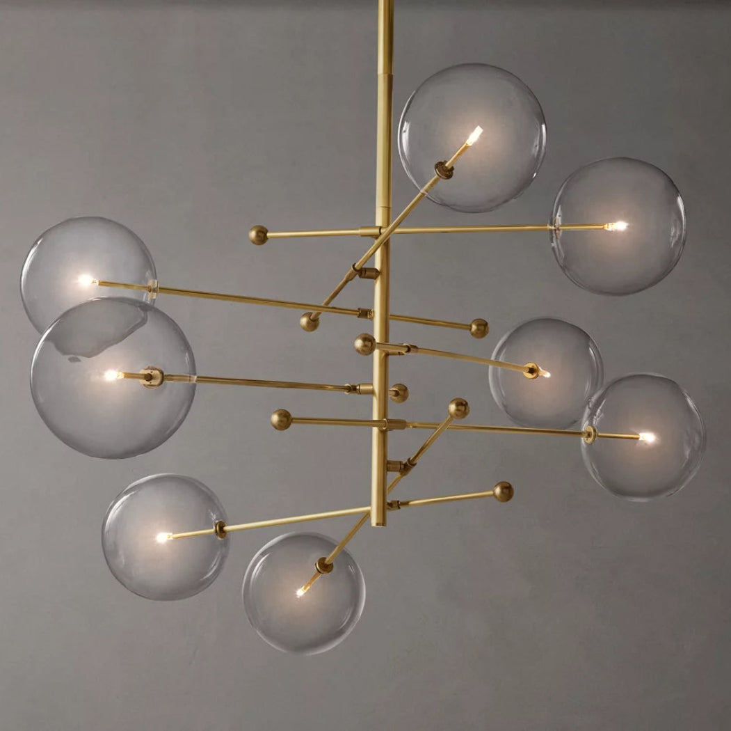Sierra Glass Globe Mobile Eight-Arm Chandelier 79"