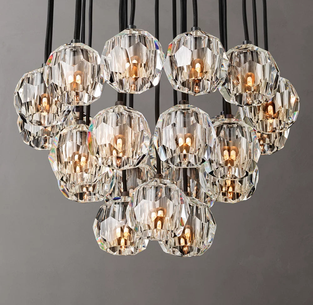 Boule De Modern Clear Round Cluster Chandelier 24"