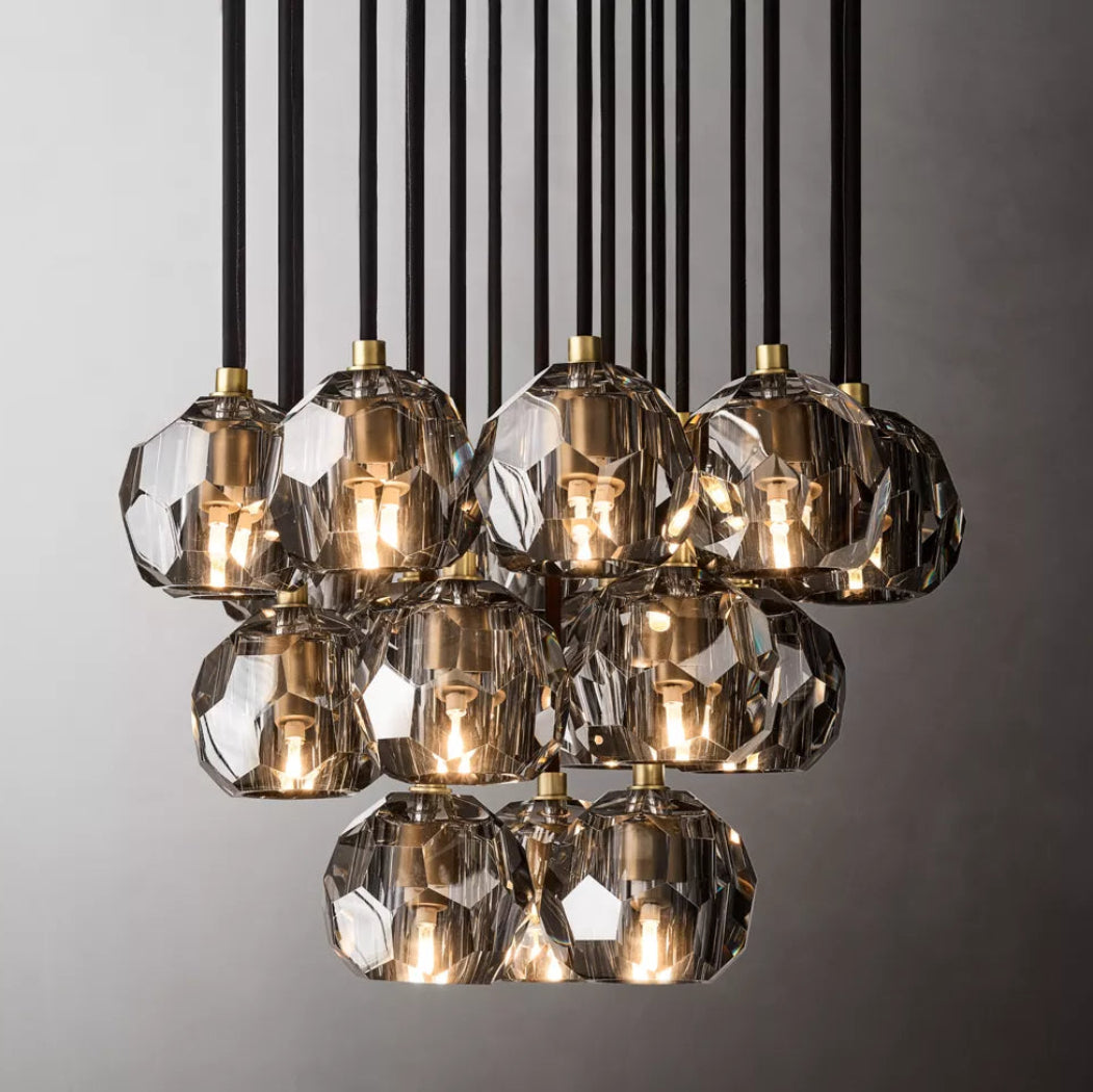 Boule De Modern Smoke Round Cluster Chandelier D 19"