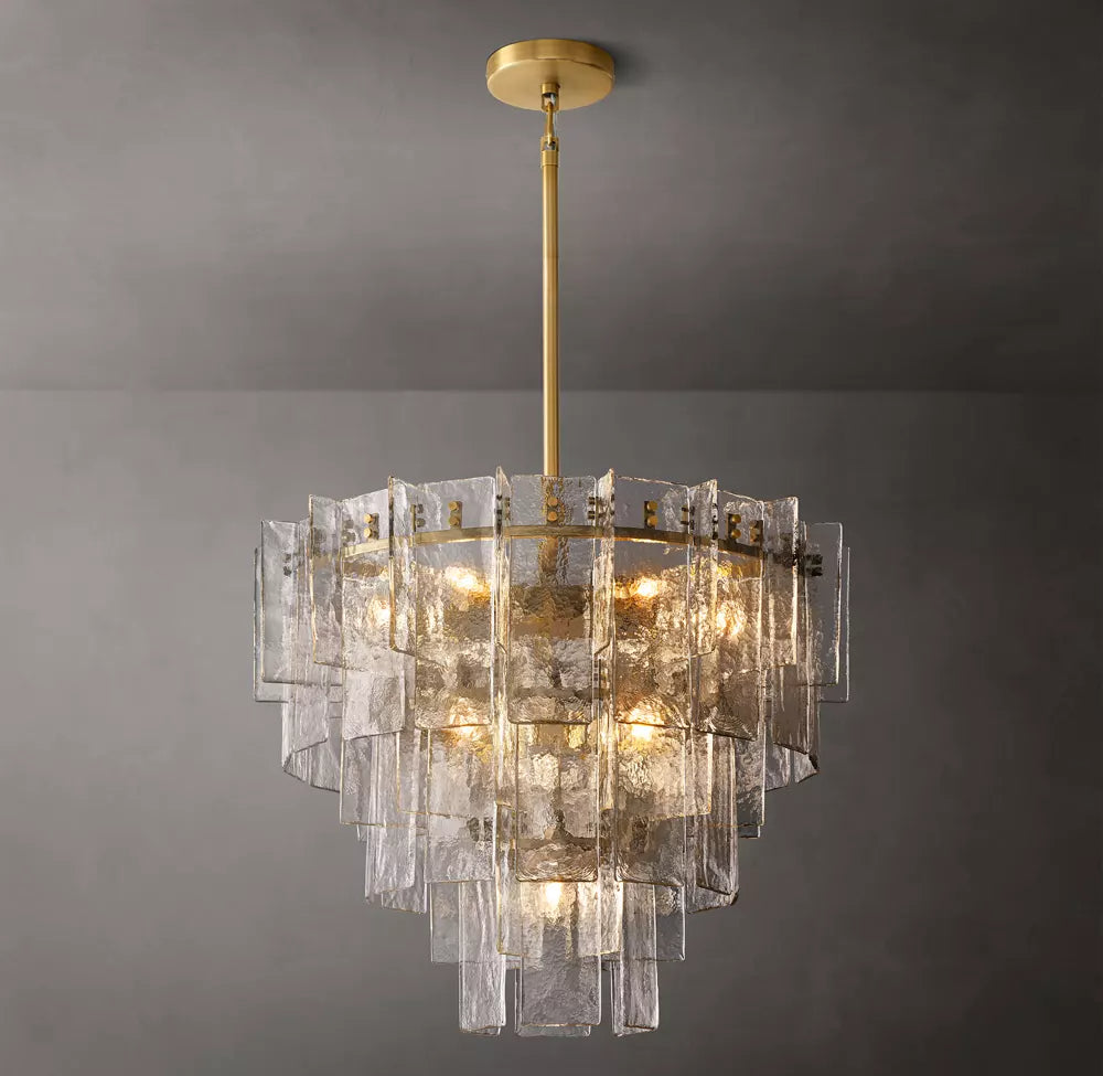 Lattice Modern Clear Glass Tired Chandelier 36"