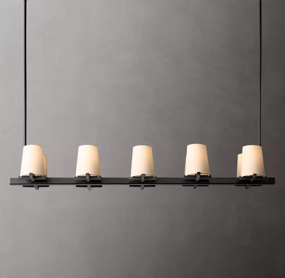Pauillac Modern Linear Fabric Shade Chandelier 49"