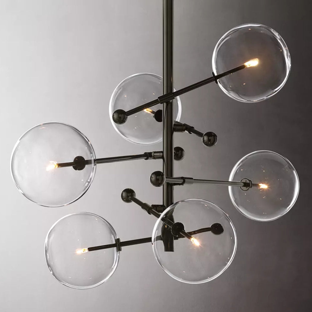 Sierra Glass Glass Globe Mobile Six-Arm Chandelier 40"