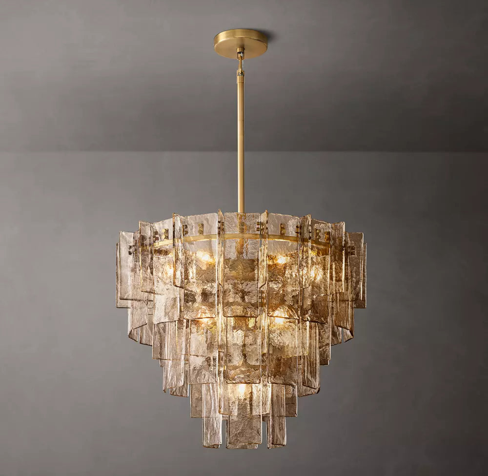 Lattice Modern Smoke Glass Tired Chandelier 36"