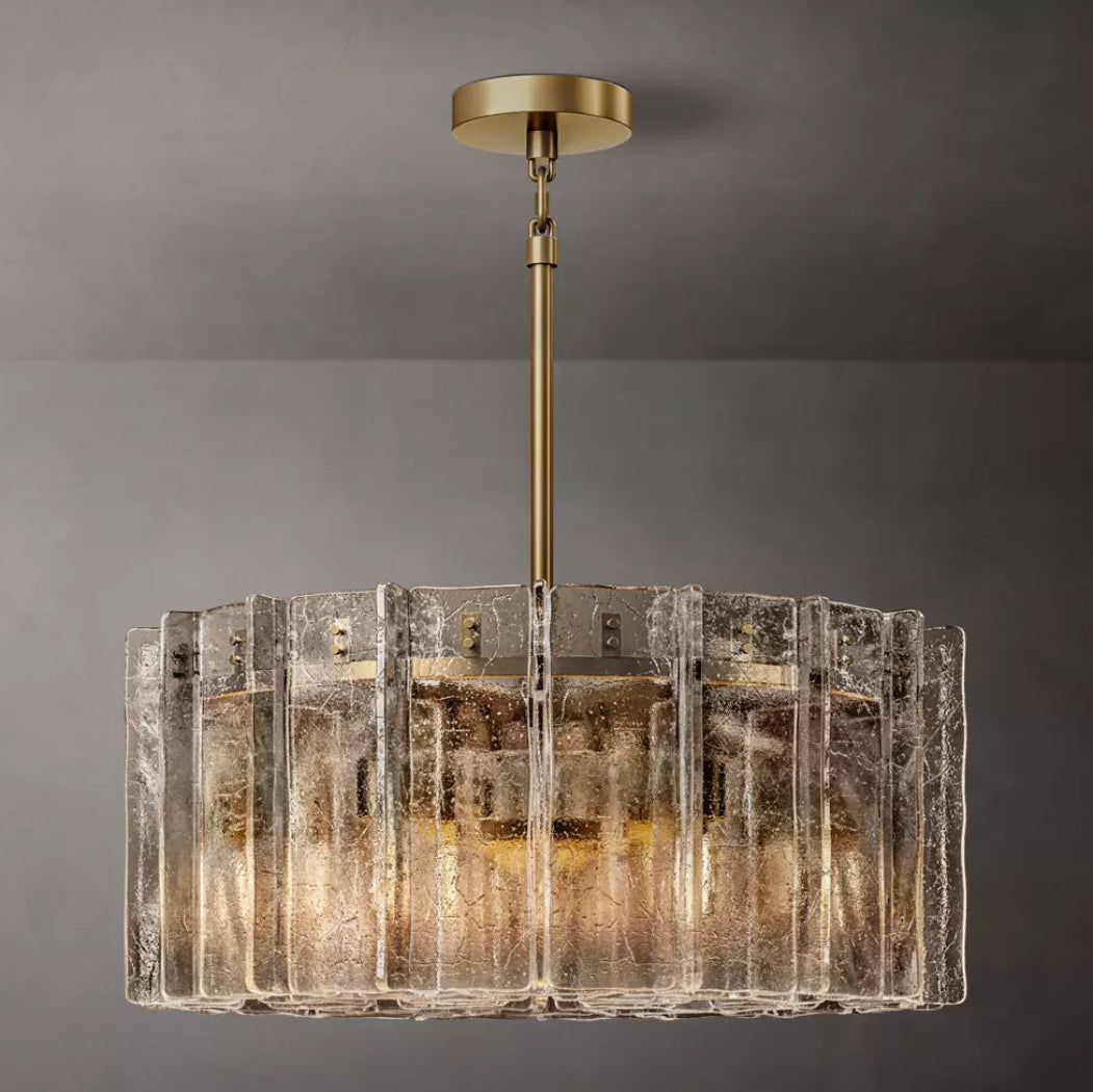 Lattice Modern Somke Glass Round Chandelier 37"