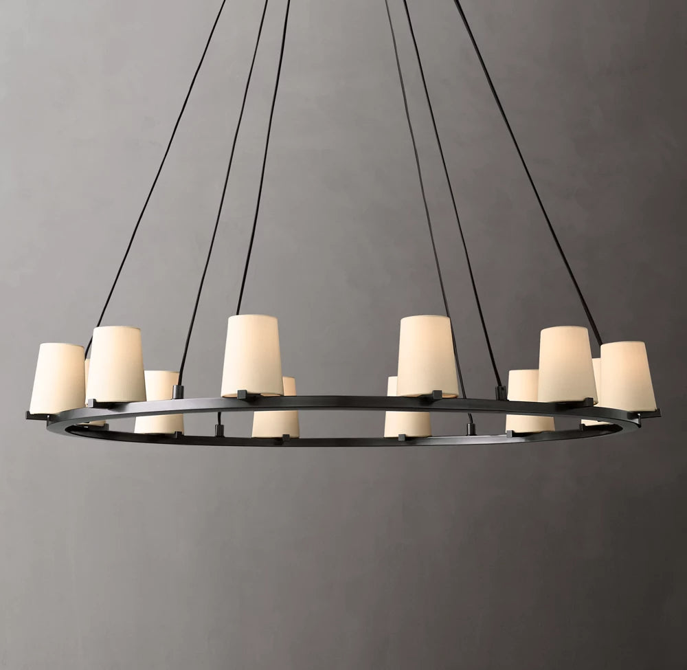 Pauillac Modern White Fabric Round Chandelier Chandelier 48''