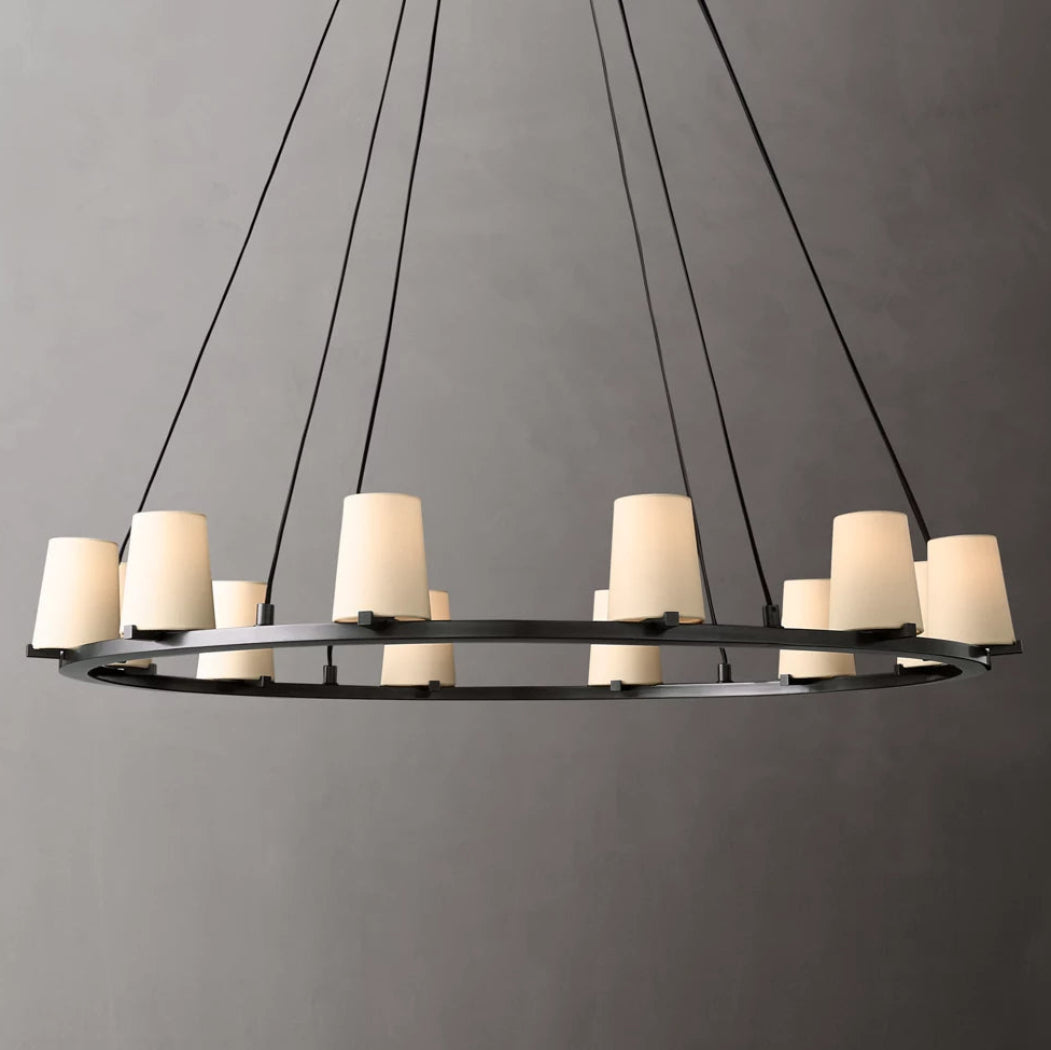 Pauillac Modern White Fabric Round Chandelier Chandelier 48''