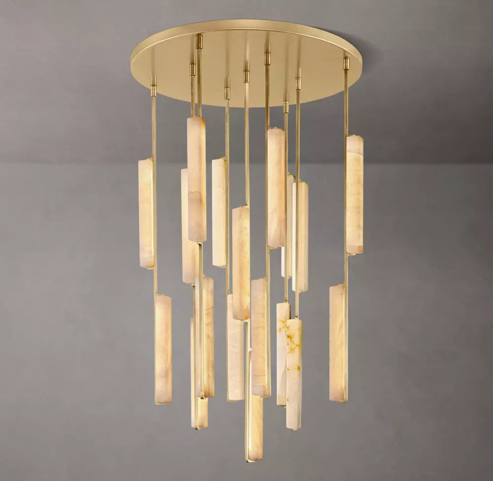 Audubons Modern Alabaster Round Chandelier 40"
