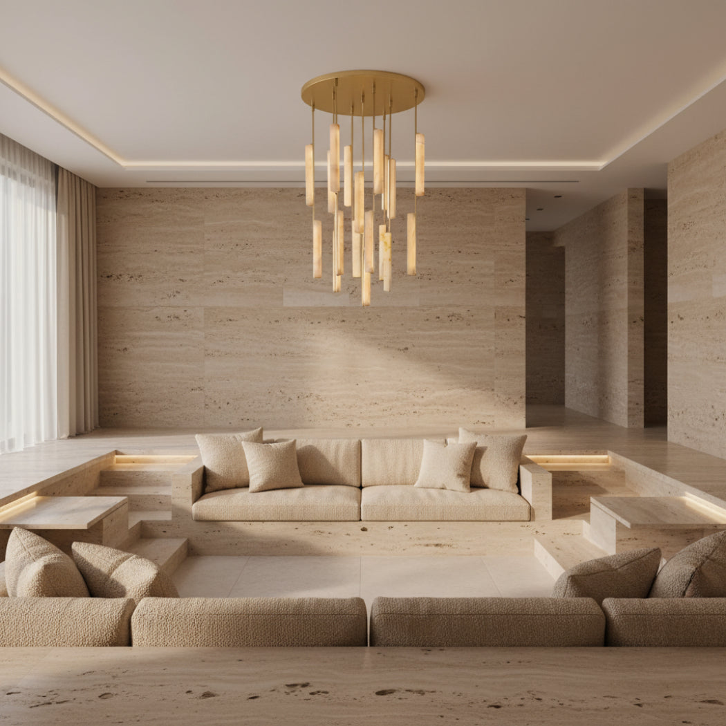 Audubons Modern Alabaster Round Chandelier 40"