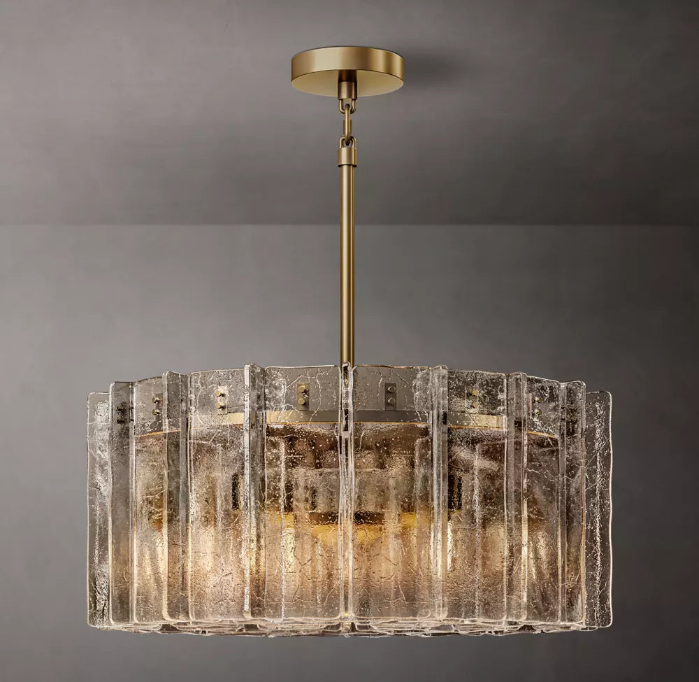 Lattice Modern Somke Glass Round Chandelier 37"