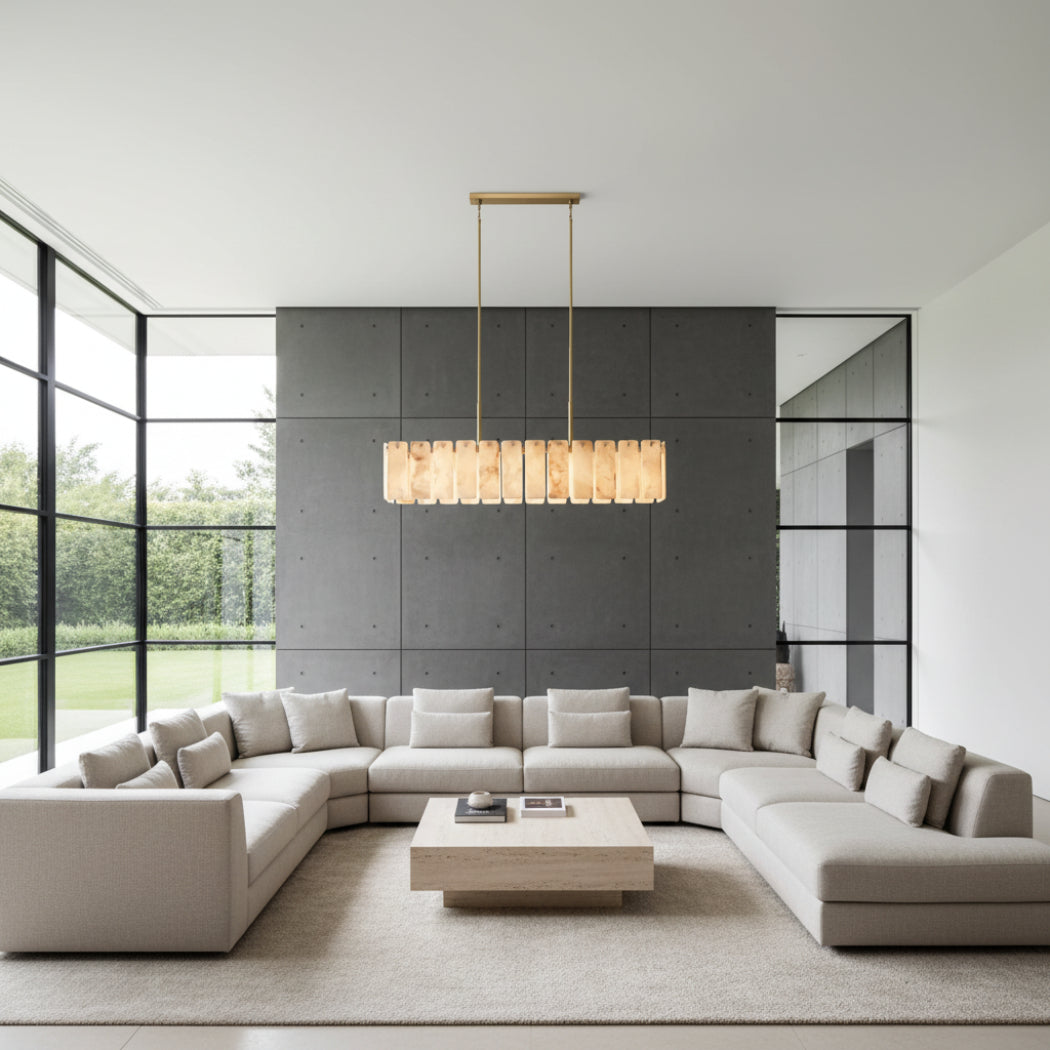 Calamette Modern Onyx Rectangular Chandelier 72"