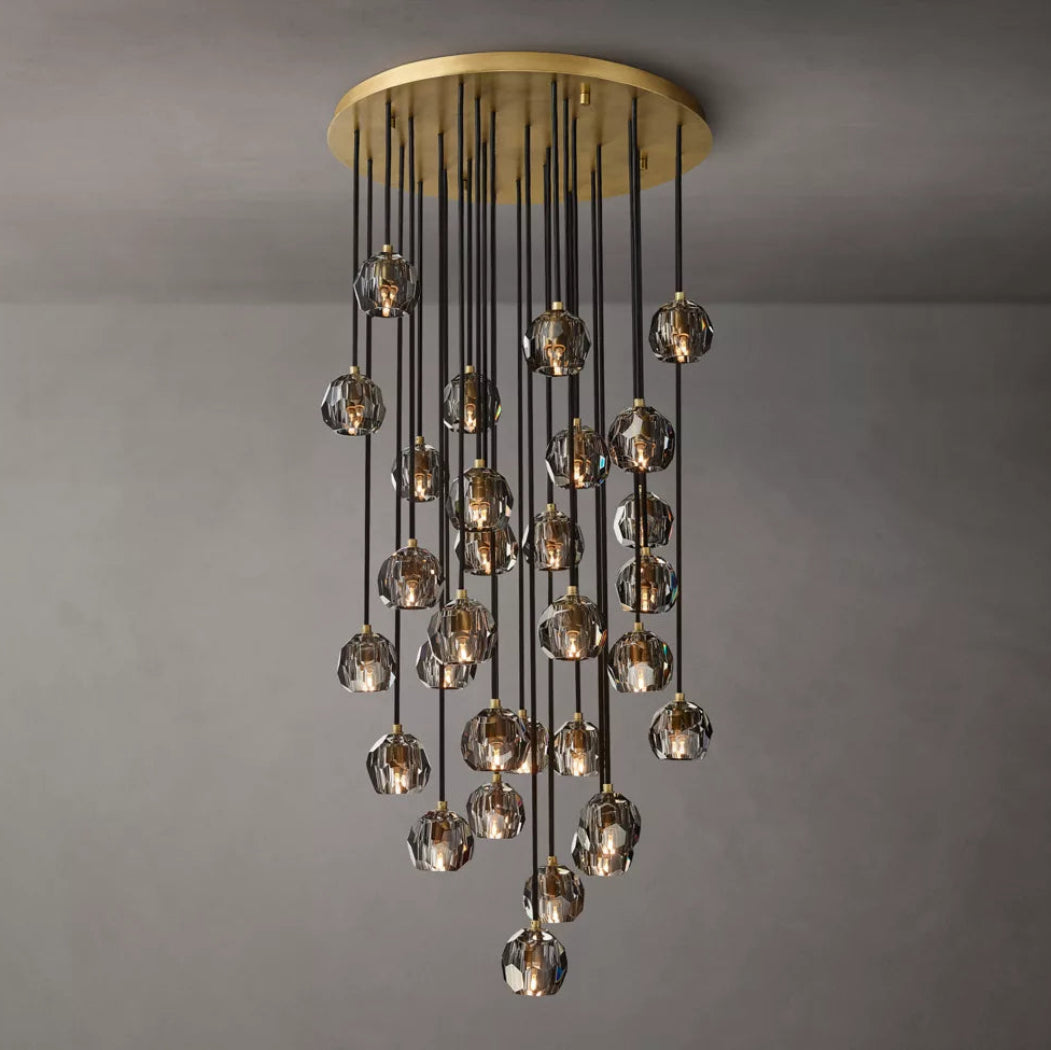 Boule De Modern Smoke  Round Cluster Chandelier 30"