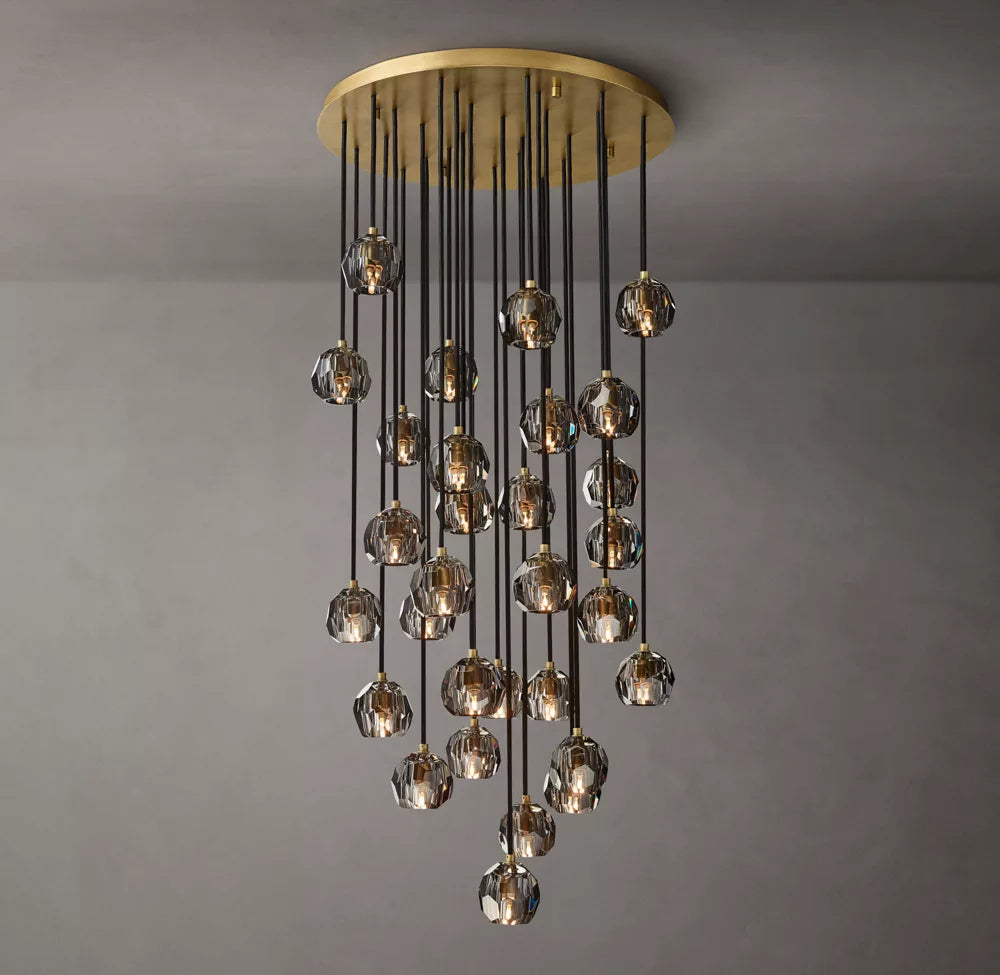 Boule De Modern Smoke  Round Cluster Chandelier 30"