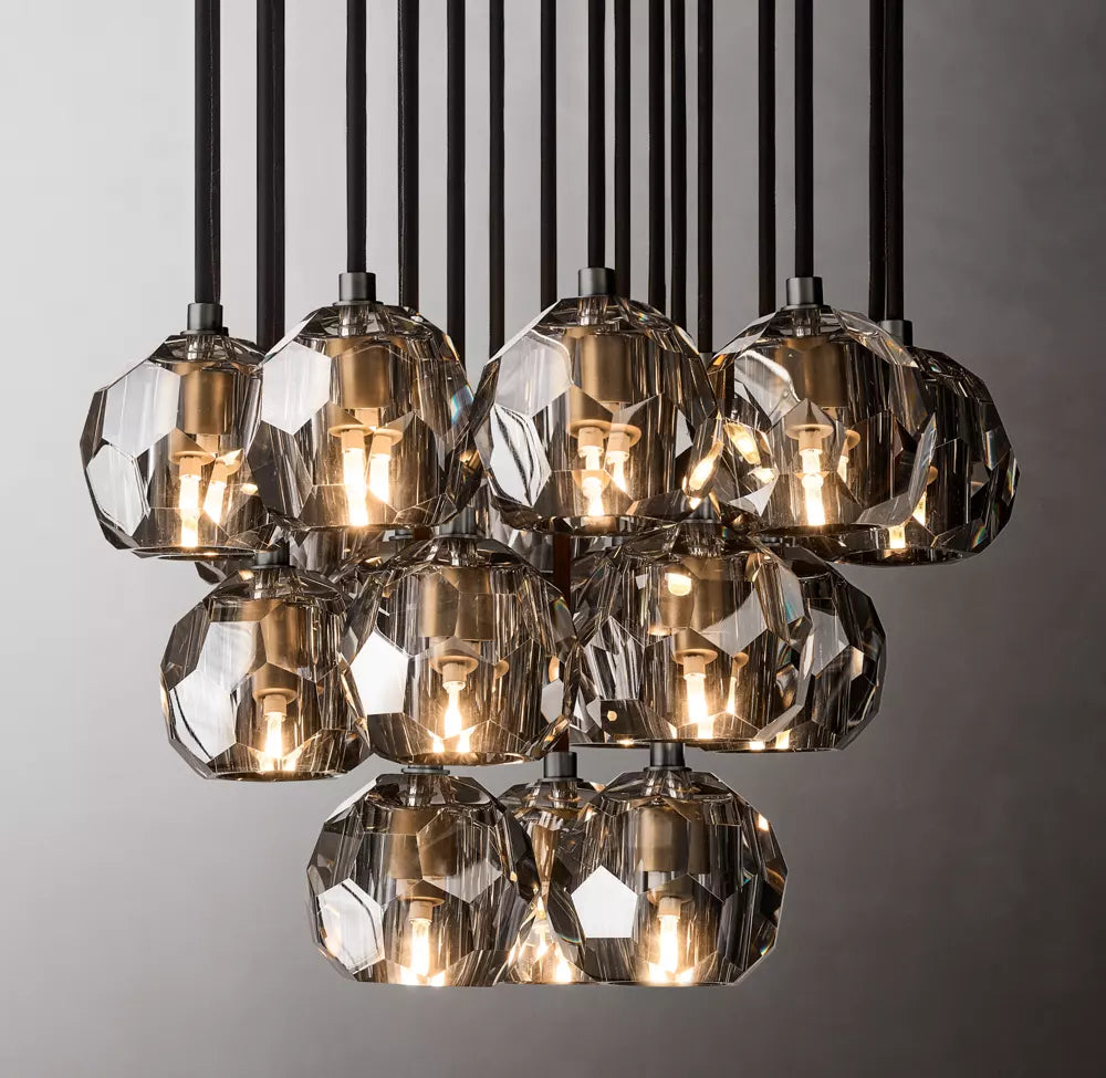 Boule De Modern Smoke Round Cluster Chandelier D 19"