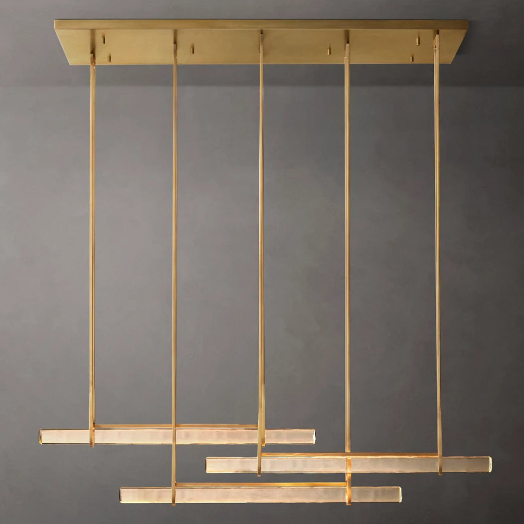 Audubon Modern Crystal Triple Bar Linear Chandelier 60"
