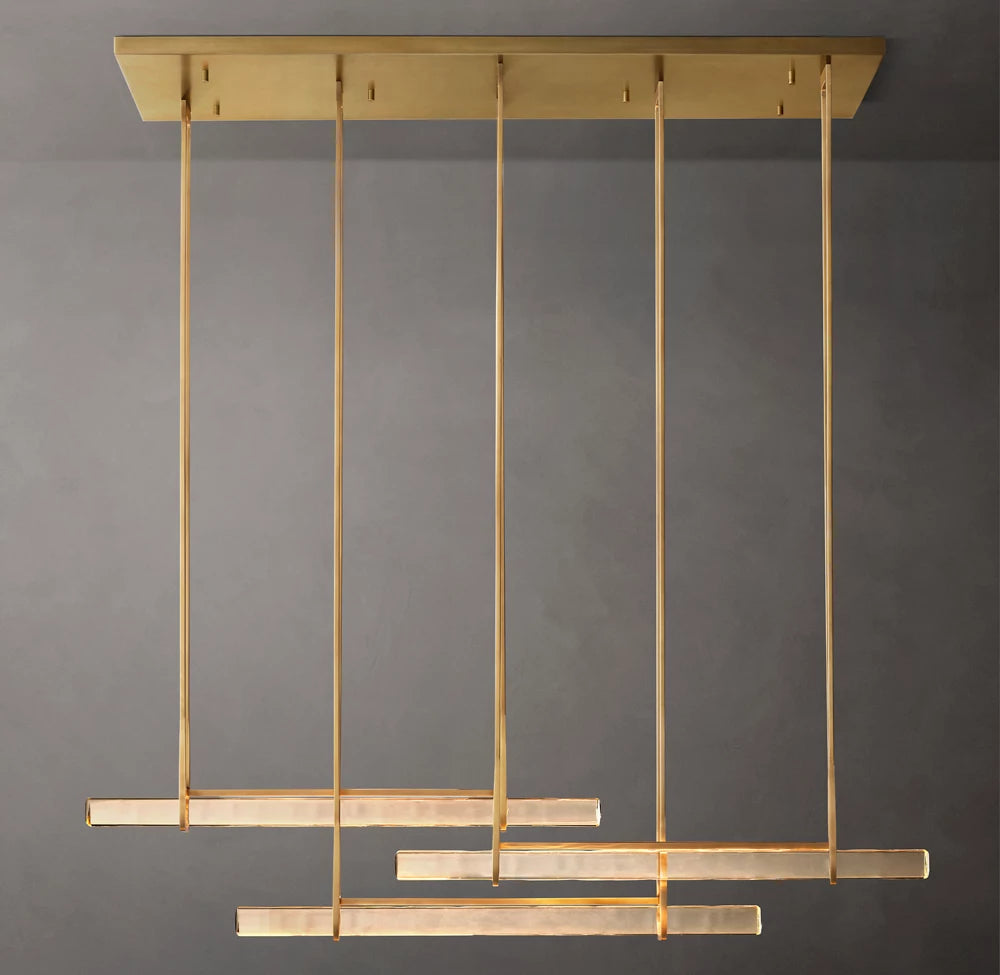 Audubon Modern Crystal Triple Bar Linear Chandelier 72"