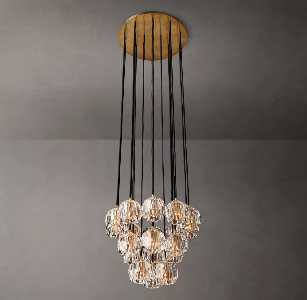 Boule De Modern Clear Round Cluster Chandelier 19"