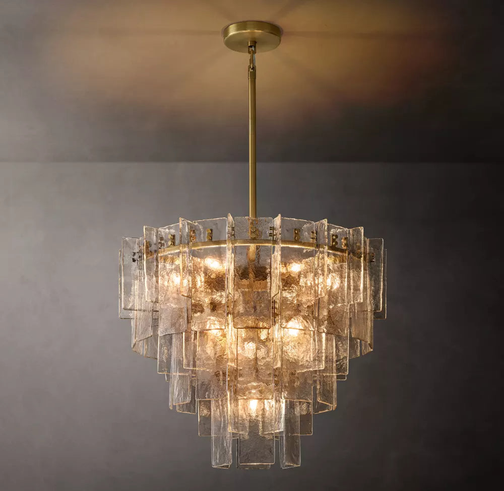 Lattice Modern Clear Glass Tired Chandelier 36"