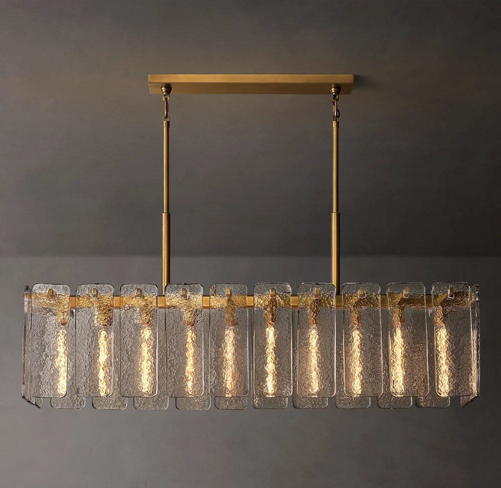 Calamette Modern Glass Rectangular Chandelier 60"