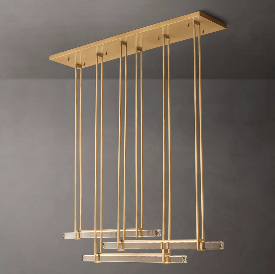 Audubon Modern Crystal Triple Bar Linear Chandelier 72"