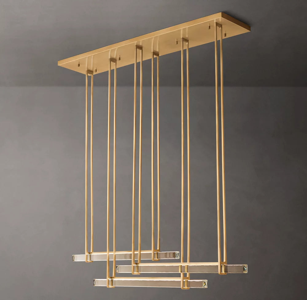 Audubon Modern Crystal Triple Bar Linear Chandelier 72"