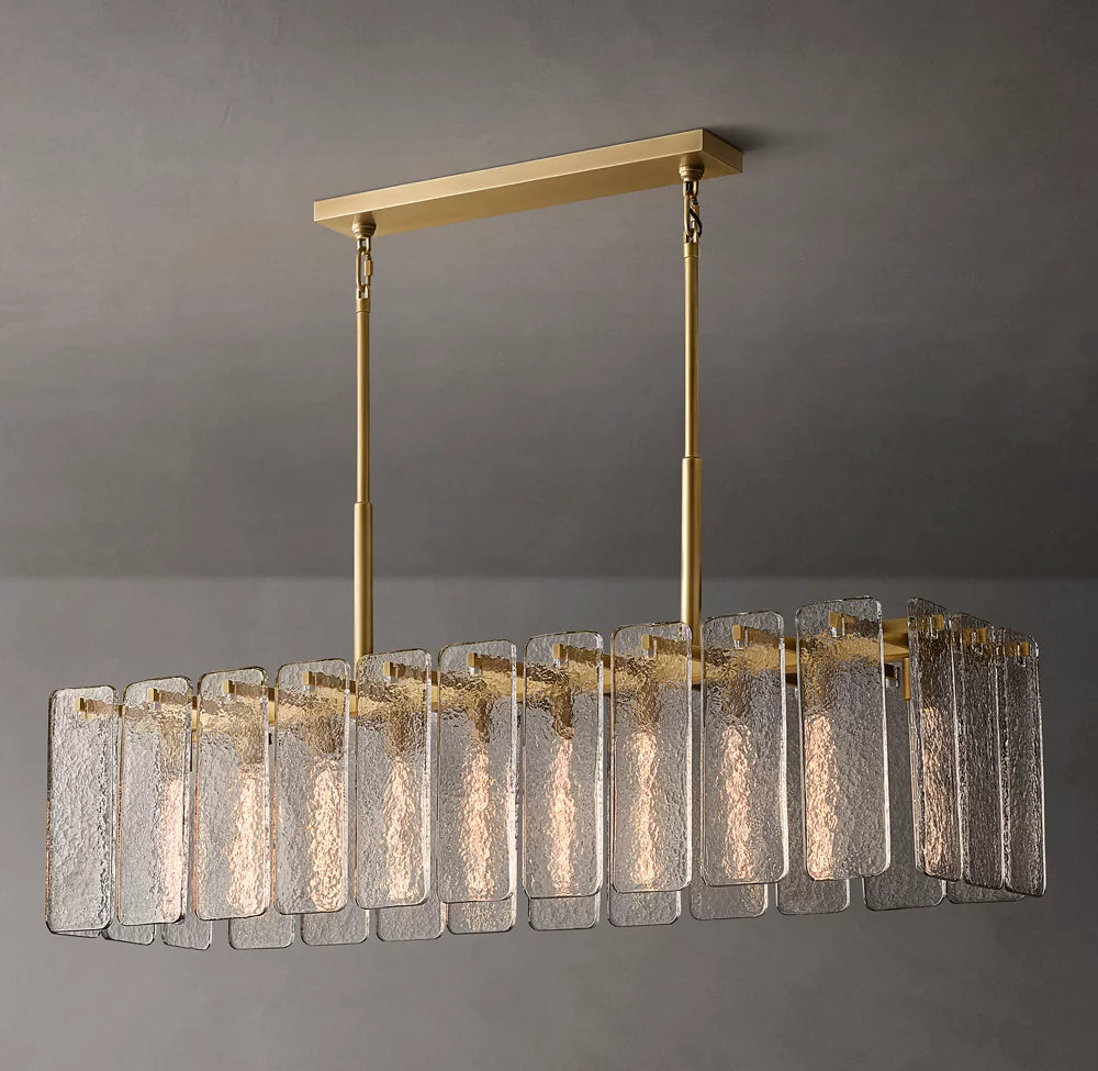 Calamette Modern Glass Rectangular Chandelier 60"