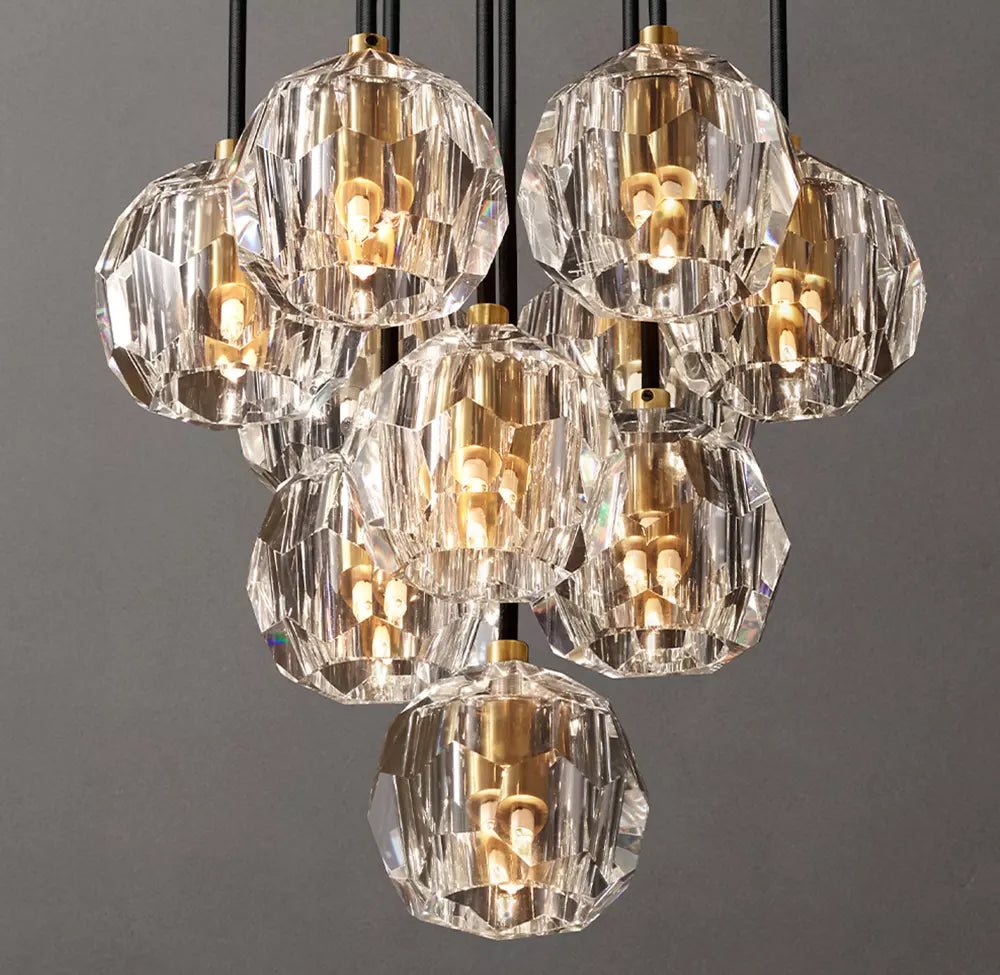 Boule De Modern Clear Round Cluster Chandelier 14"