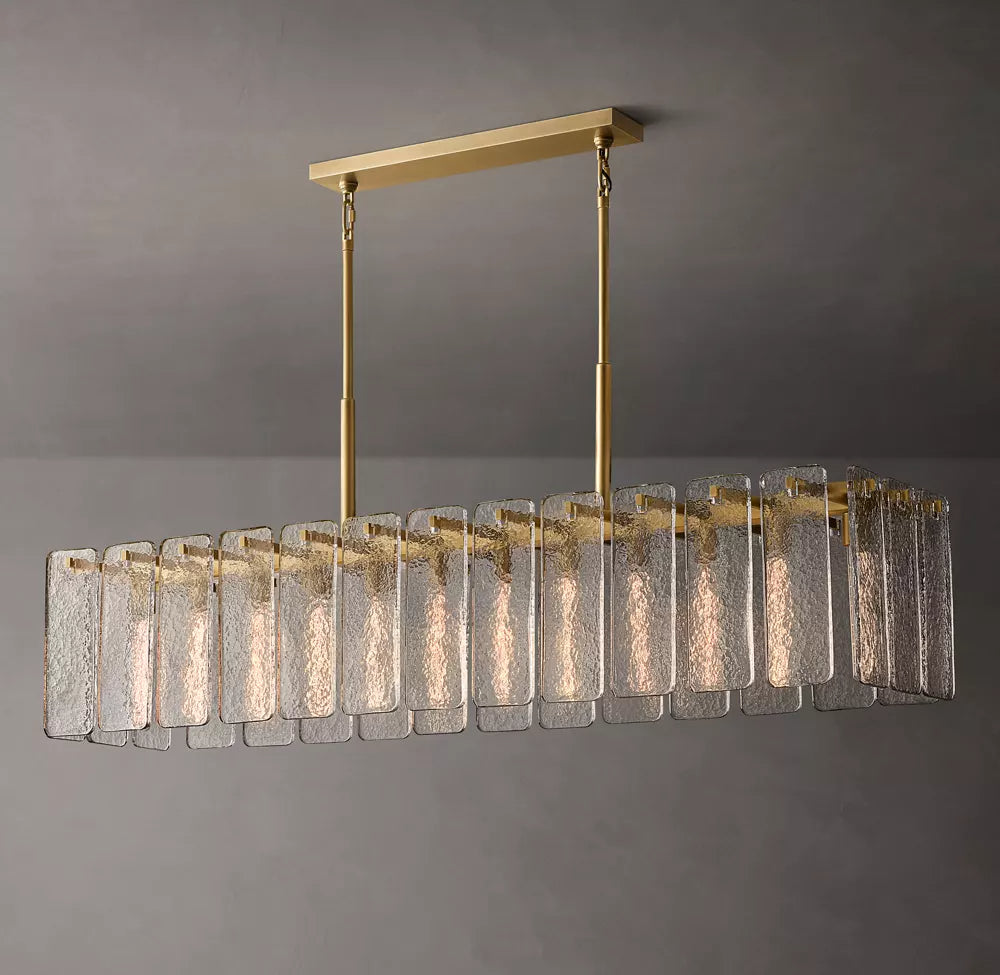 Calamette Modern Glass Rectangular Chandelier 72"