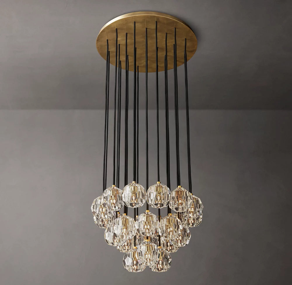 Boule De Modern Clear Round Cluster Chandelier 24"