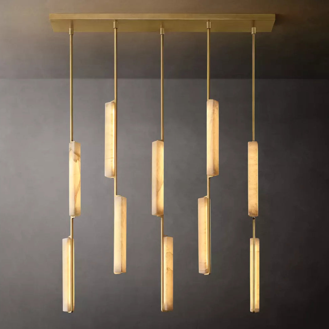 Audubon Modern Alabaster Linear Chandelier W54"