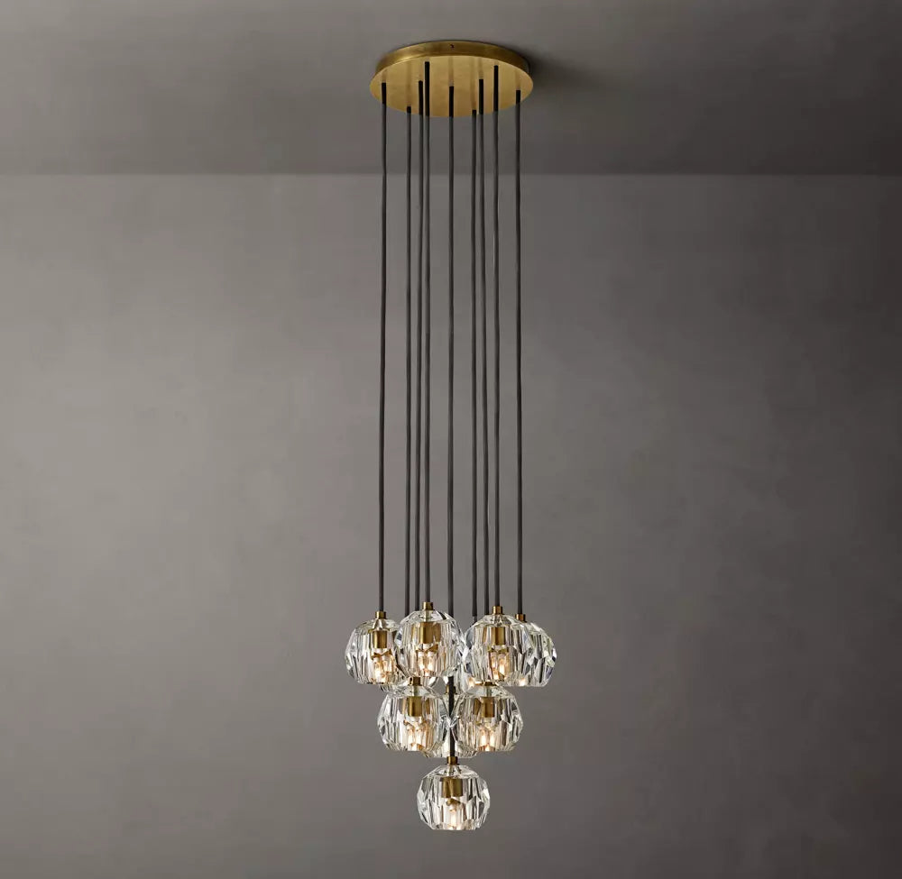 Boule De Modern Clear Round Cluster Chandelier 14"